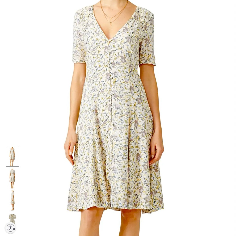 Free People Mystic Magnolia Dress Sz 6 Ivory Botanical Button Down COTTAGECORE